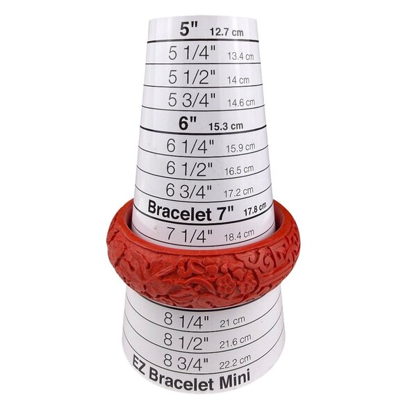 Handcrafted Red Cinnabar Style Floral Engraved Bangle Bracelet Women’s Size 7 - Picture 4 of 4